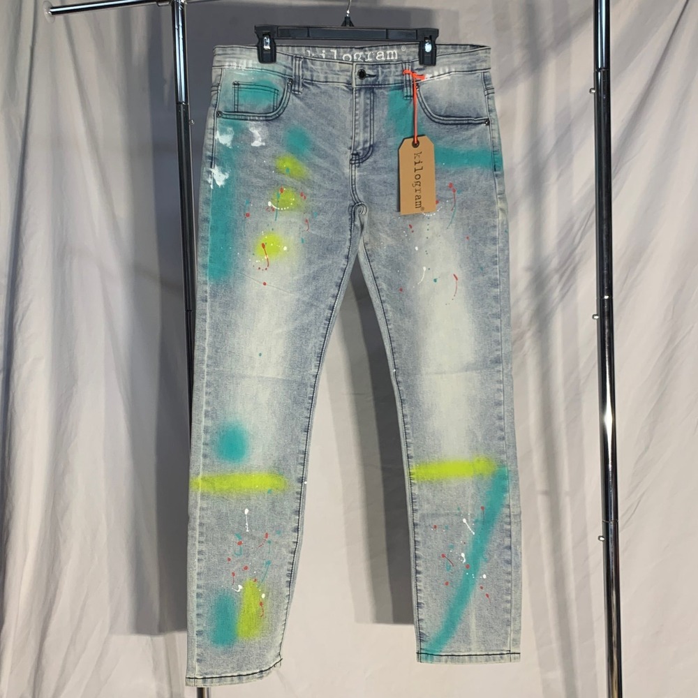 Kilogram Light Denim Splatter Paint Jeans New With Tags Mens 36